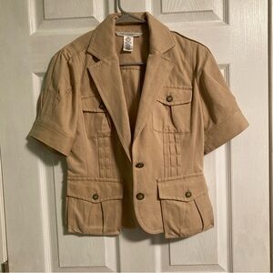 Diane von Furstenberg tan safari style fitted jacket silk-blend women’s size 8